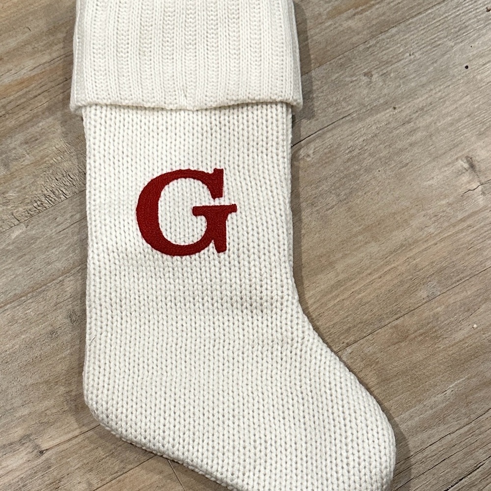 Wondershop White Knit Stocking with Red Initial